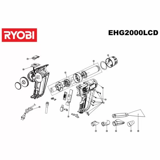 Ryobi EHG2000LCD Spare Parts List Type: 5133001139